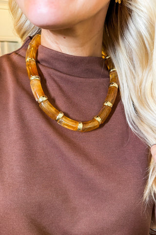 No Doubt About It Chunky Necklace in Brown by Treasure Jewels
