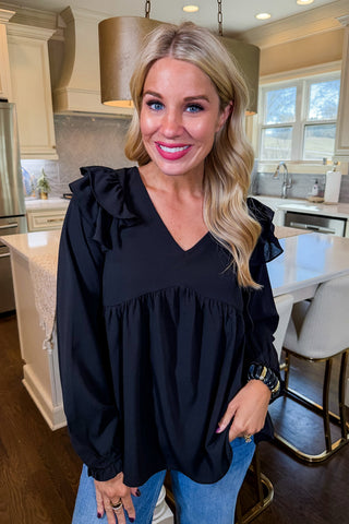 Hot Pink Deal - The Black Ruffle Top