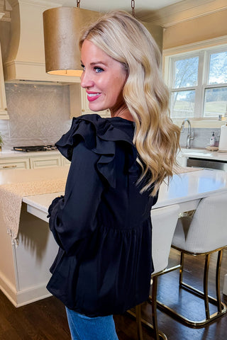 Hot Pink Deal - The Black Ruffle Top