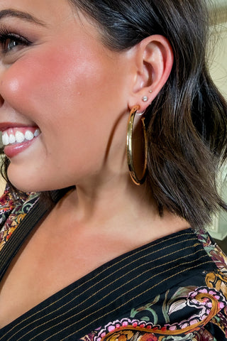 Hot Pink Deal - The Salem Gold Shiny Hoop Earrings