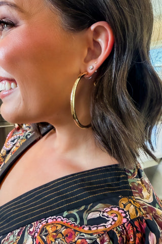 Hot Pink Deal - The Salem Gold Shiny Hoop Earrings