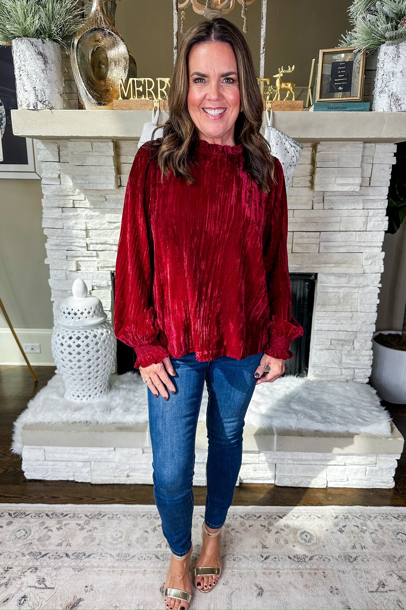 The Quinn Velvet Cranberry Top by Michelle McDowell