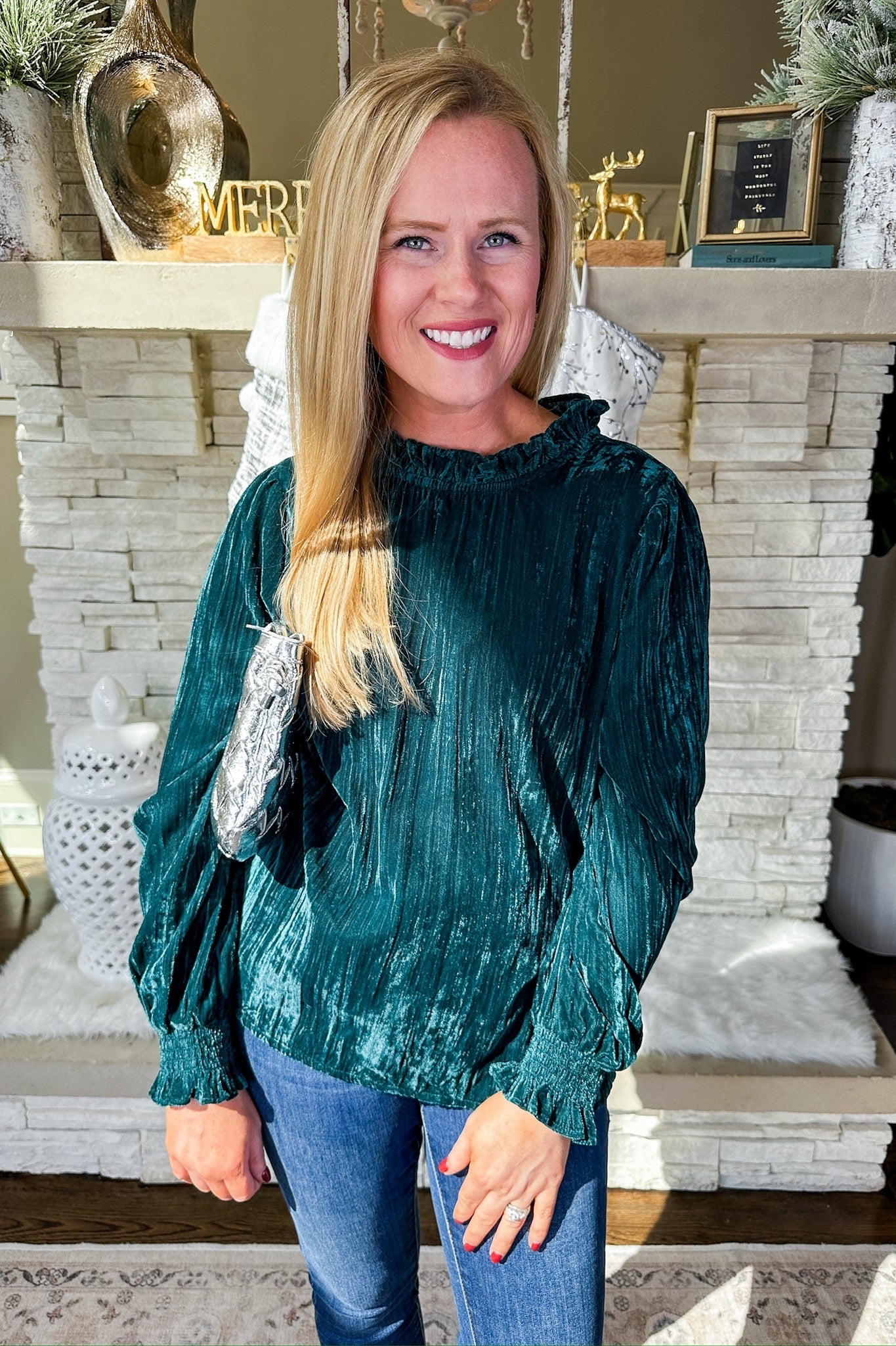 The Quinn Velvet Emerald Top by Michelle McDowell