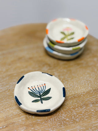 Petite Garden Hand-Painted Stoneware Mini Dish in Midnight Bloom