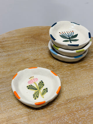 Petite Garden Hand-Painted Stoneware Mini Dish in Golden Garden