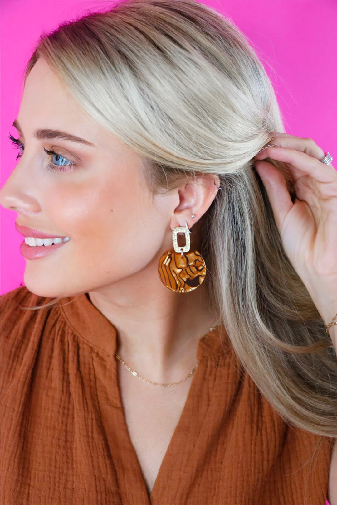 Fall Marble Oval Drop Earring by Taylor Shaye