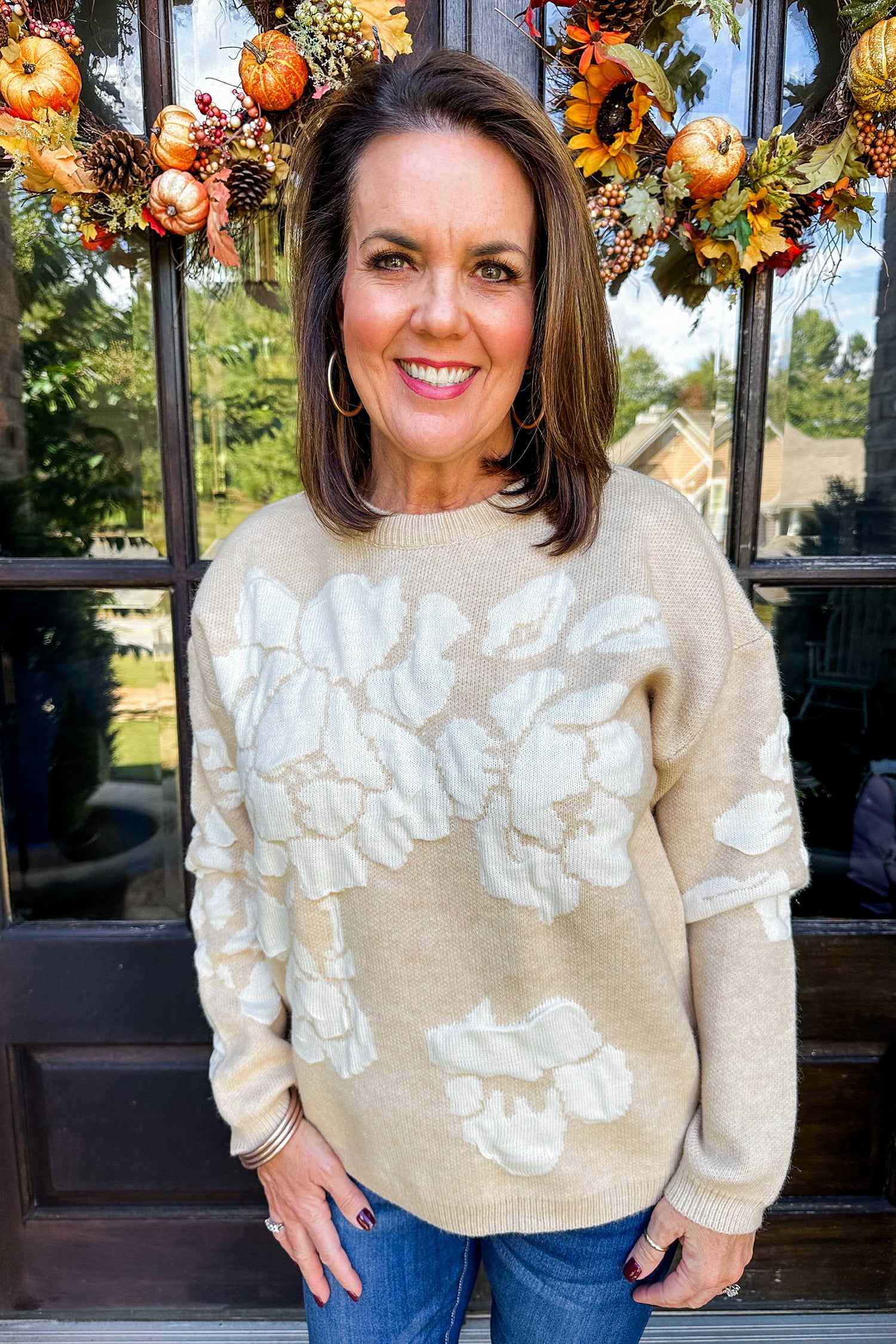 Floral Design Neutral Luxe Sweater
