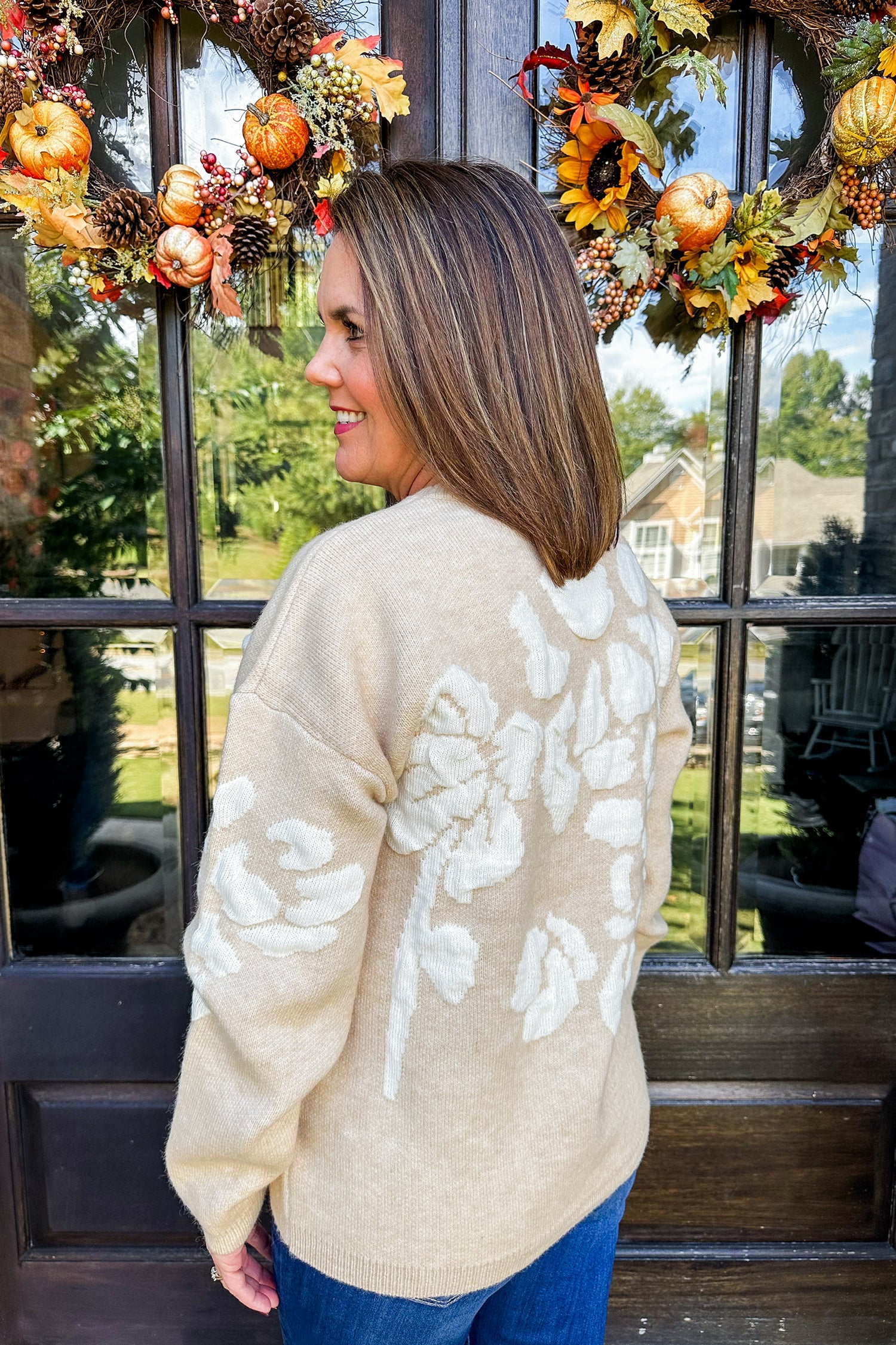 Floral Design Neutral Luxe Sweater