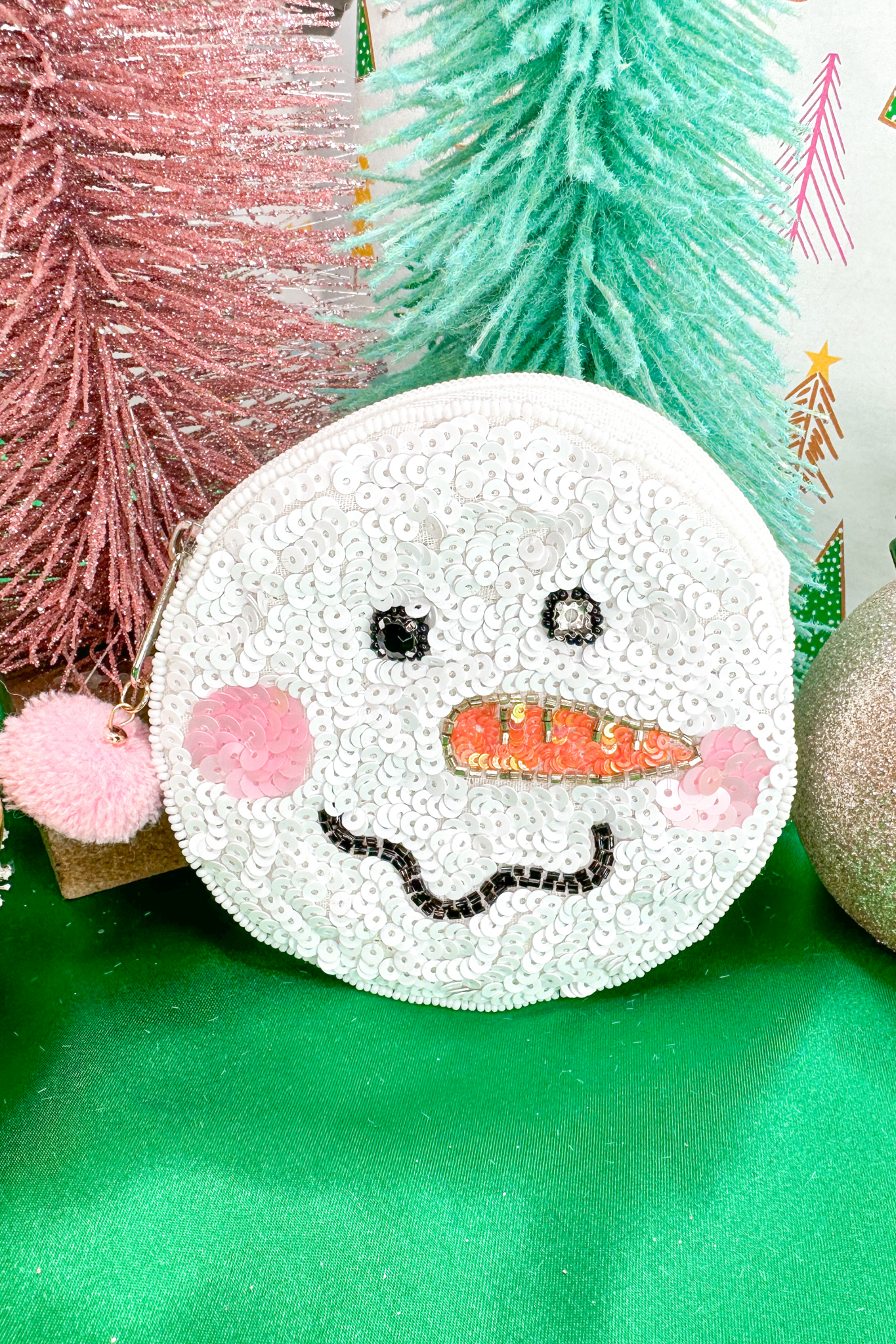 Snowman Puff Tassel Christmas Coin Pouch