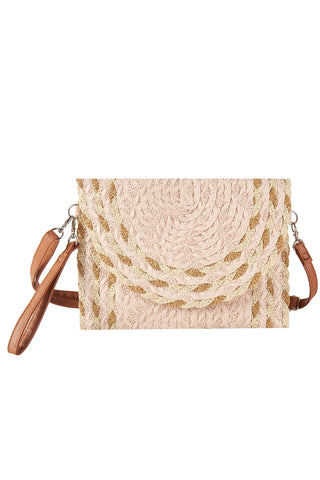 Boardwalk Breeze Raffia Crossbody in Blush Pink