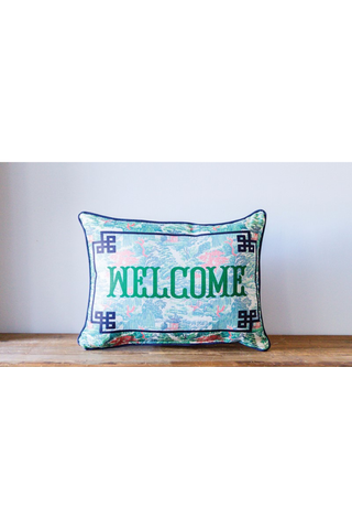 Asian Garden Welcome Throw Pillow