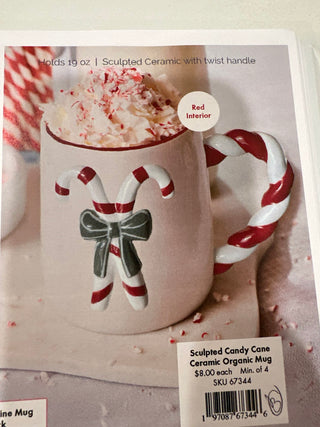 Sculpted Candy Cane Ceramic Organic Mug