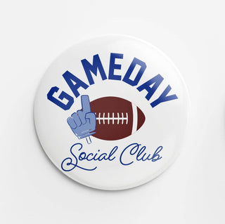 Blue Game Day Social Pinback Button