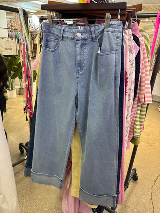 **STORE ONLY** Cool Girl Cuffed Wide Leg Jeans