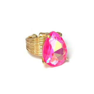 Sparkle Teardrop Statement Stretch Ring in Pink