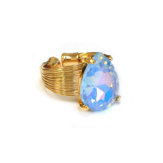 Sparkle Teardrop Statement Stretch Ring in Light Blue