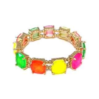 The Eleanor Gemstone Beaded Stretch Bracelet in Neon