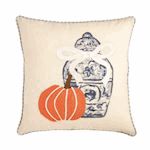 Pumpkin Chinoiserie Square Applique Pillow