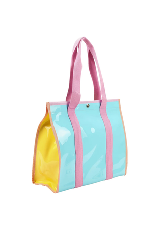Color Block Vinyl Tote Bag
