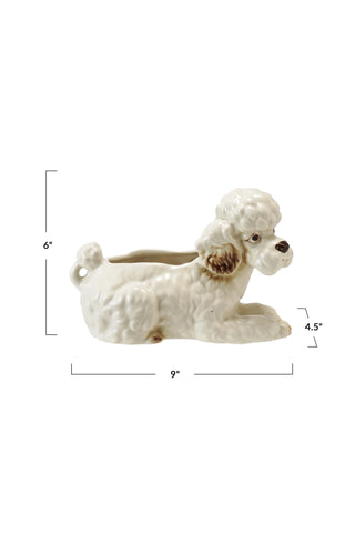 Vintage Poodle Stoneware Planter