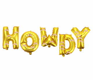 Howdy Gold Bow Balloon Banner