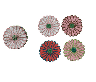 Tied with Jute Glass Beaded Flower Shaped Coasters