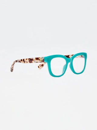 The Caroline Teal Tortoise Reader Glasses