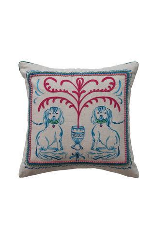 Staffordshire Garden Dog Embroidered Pillow