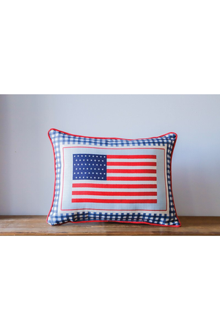 Gingham American Flag Throw Pillow