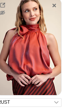 T9253 Rust. Classical Moment Halter Style Bow Top in Rust