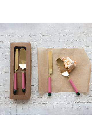 Blush & Gold Cake Server Set