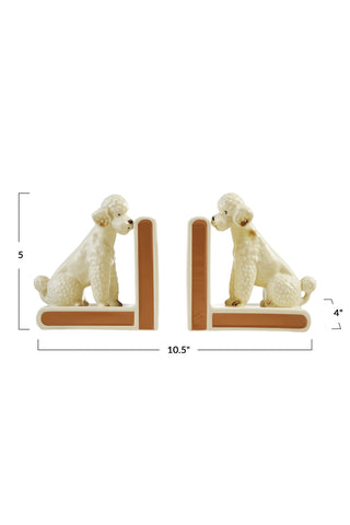 Vintage Poodle Stoneware Bookends