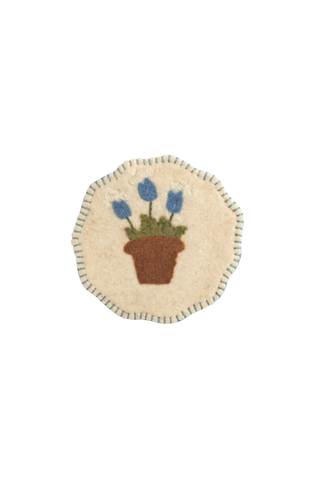 Blue Tulip Wool Trivet
