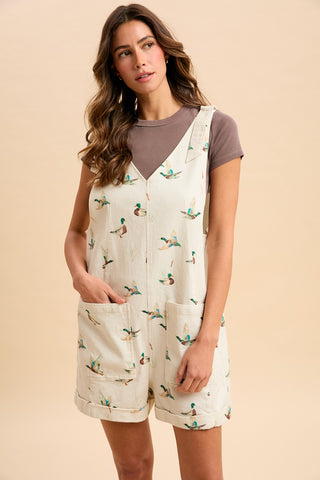 Mallard Moment Twill Romper in Ivory