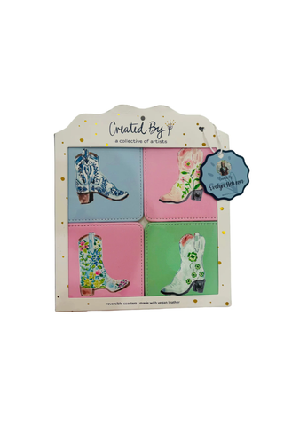 Boots & Floral Coaster Set