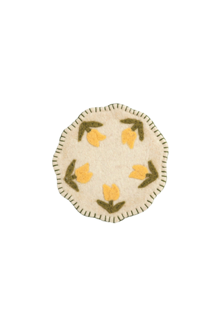 Yellow Tulip Wool Trivet