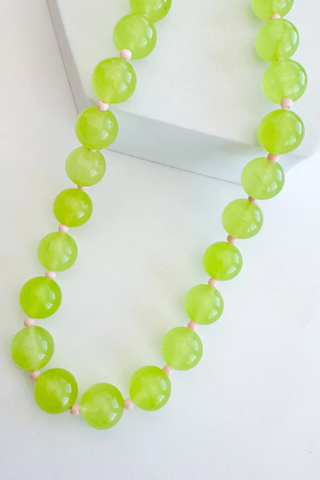 Love Big Beaded Necklace in Lime by Treasure Jewels