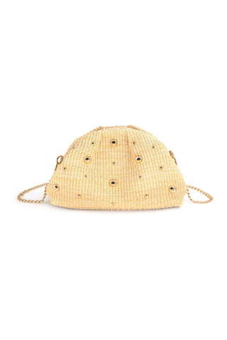 The Isabella Studded Straw Convertible Clutch Crossbody