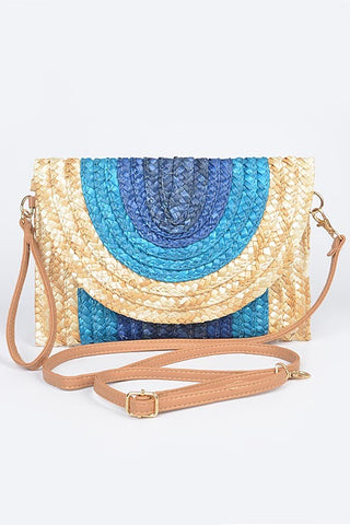 Sunset Escape Raffia Convertible Bag in Blue