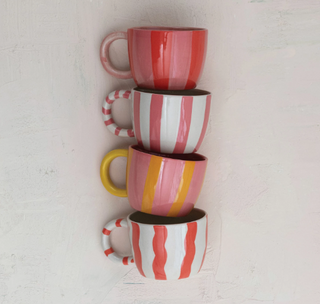 10 oz. Hand-Painted Stoneware Striped Mug