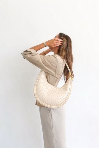 The Olivia Cream Woven Shoulder Bag