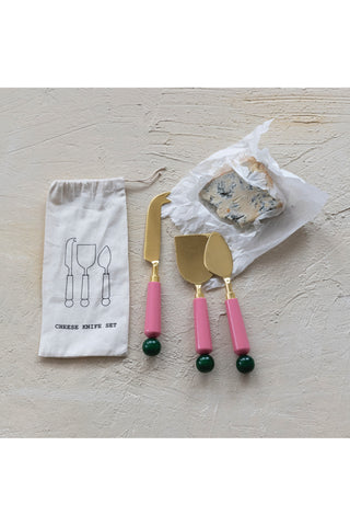 Blush & Gold Cheese Knife Set