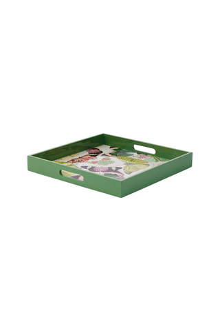 Butterfly Garden Square Lacquer Serving Tray