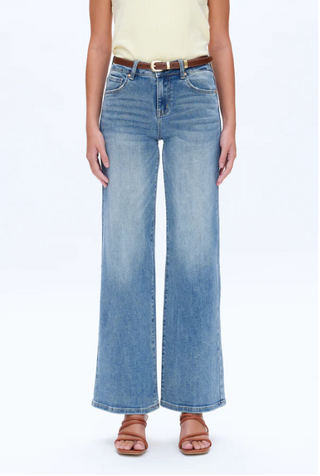 The Brooke Mid Rise Wide Leg Jeans By Bayeas