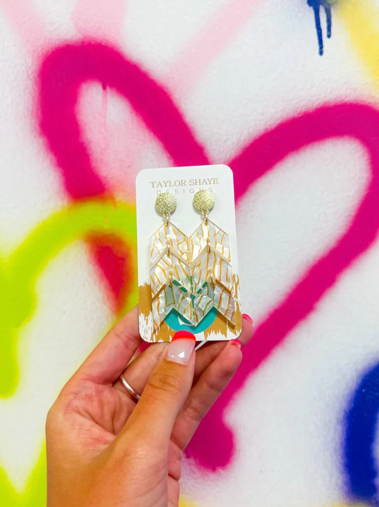 White Marble Kensington Drop Earring by Taylor Shaye