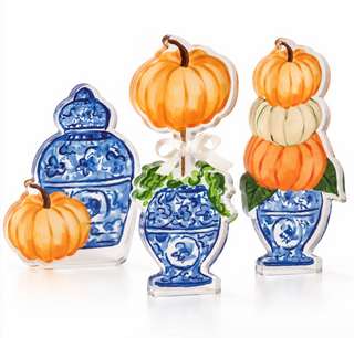 One Pumpkin Topiary Acrylic Sitter
