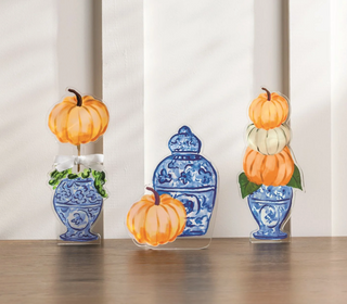 One Pumpkin Topiary Acrylic Sitter