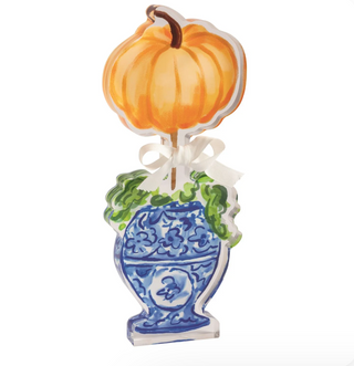 One Pumpkin Topiary Acrylic Sitter