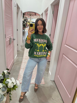 Merrier With A Martini Pullover Sweatshirt