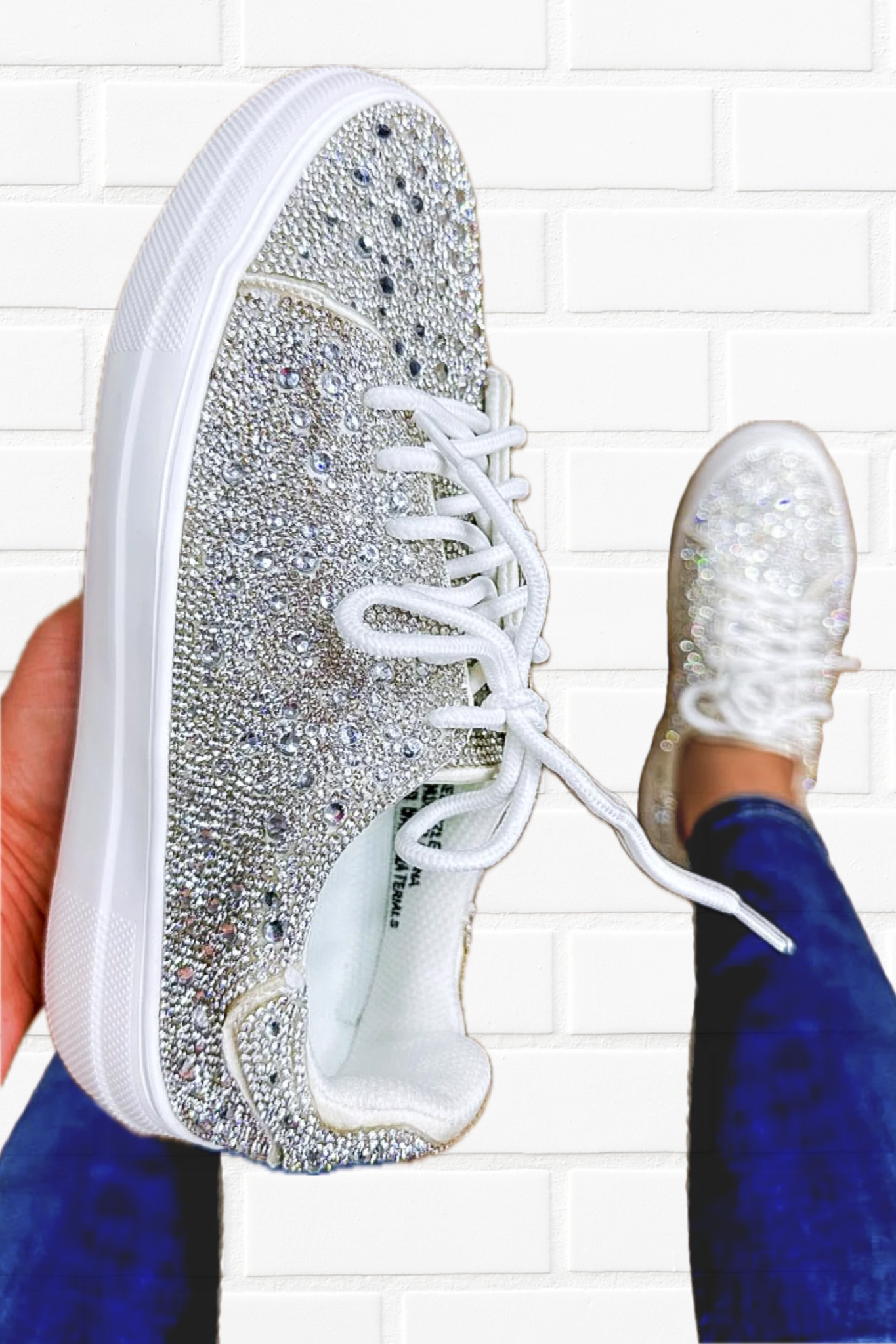 Sneaker Berlian Imitasi Bedazzle dalam Crystal Clear oleh Corky's